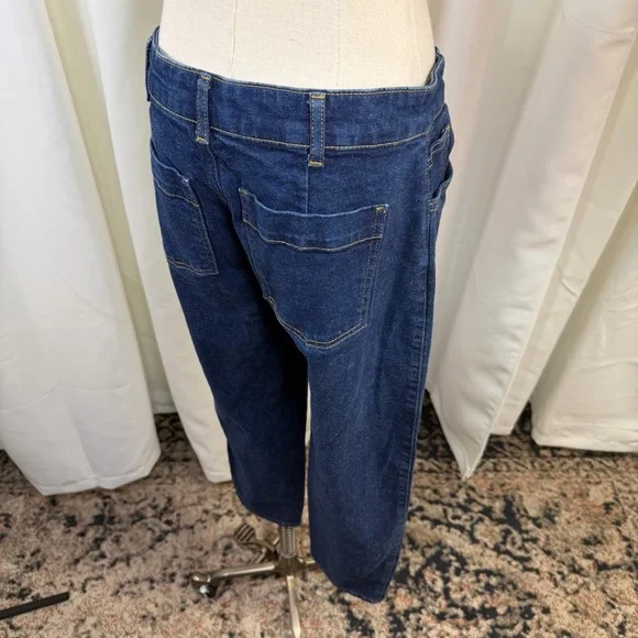 Boden ‘High-Rise Barrel Leg Jeans’ in Indigo Blue Rinse Size 8 Petite - Picture 13 of 15